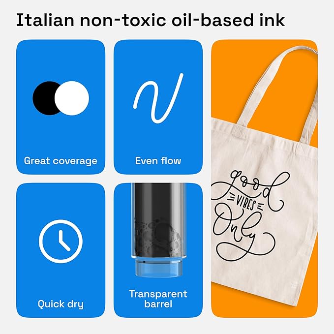 ARTISTRO 2 Black & White Permanent Marker - Waterproof Markers for Tire, Fabric, Rocks, Glass, Ceramic, Wood, Paper - Oil Based Paint Pens - Medium Tip 3mm