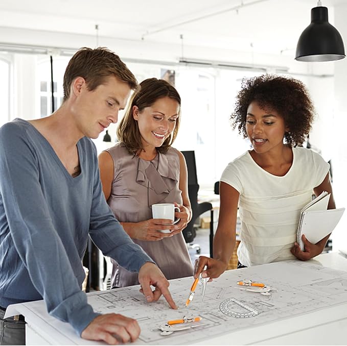 24 Pack Geometry Tool Set, Math Compass for Geometry and 6 Inch Protractor Set Include Metal Compass with Pencil and Clear Plastic Protractor for Student Classroom Office Woodworking Art Drawing