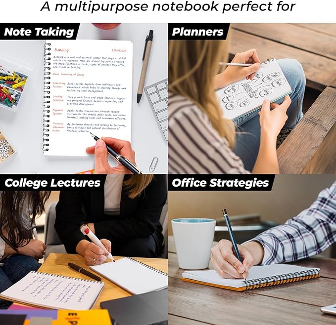 Blank Spiral Notebook, 12 Pack, 5.8 x 8.3, 120 Pages (60 Sheets), 100 GSM Unlined Drawing Notebooks, Assorted A5 Journals, No-Bleed, Sketching, Note Taking, Blank Journals for Office & School