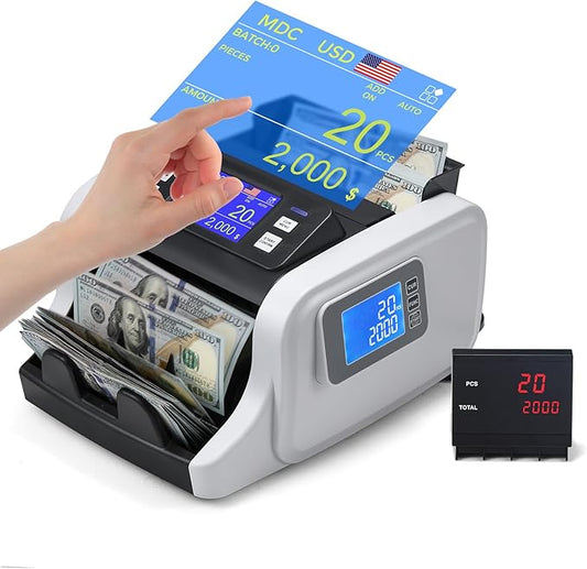 Bonvoisin Money Counter Machine Mixed Denomination, Cash Counter Machine with Counterfeit Detection, Bill Counter with Batch, ADD and Count Mode