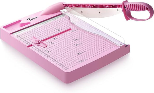 Firbon 12" Guillotine Paper Cutter, Heavy Duty 30-Sheet Capacity Trimmer for Cardstock, Photos, Scrapbooking, Office, Classroom, Studio (Pink)