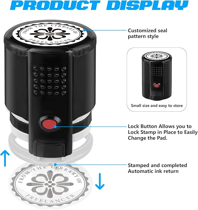 Custom Ink Stamp | Personalized Self Inking Stamp Gifts for Book Lovers, Readers, Teachers | 5 Ink Colors (Design-04)