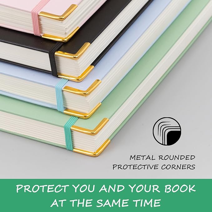 Hardcover Spiral Notebook, B5 Notebooks College Ruled, 110 GSM Thick Lined Paper Notebooks for Work, School and Travel, 300 Pages Journals for Writing, Large Journal for Women and Men Green B5