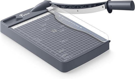Firbon 12" Guillotine Paper Cutter, Heavy Duty 12-Sheet Capacity Trimmer for Cardstock, Photos, Scrapbooking, Office, Classroom, Studio (Gray)
