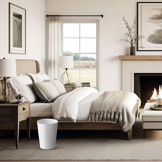 Bathroom Trash Can, 3 Pack 1.8 Gallons Small Trash Can with Trash Bags, Bathroom Garbage Can, Plastic Trash Bin, Round Waste Basket for Living Room, Bedroom, Office, Kitchen, Compact Space (White)