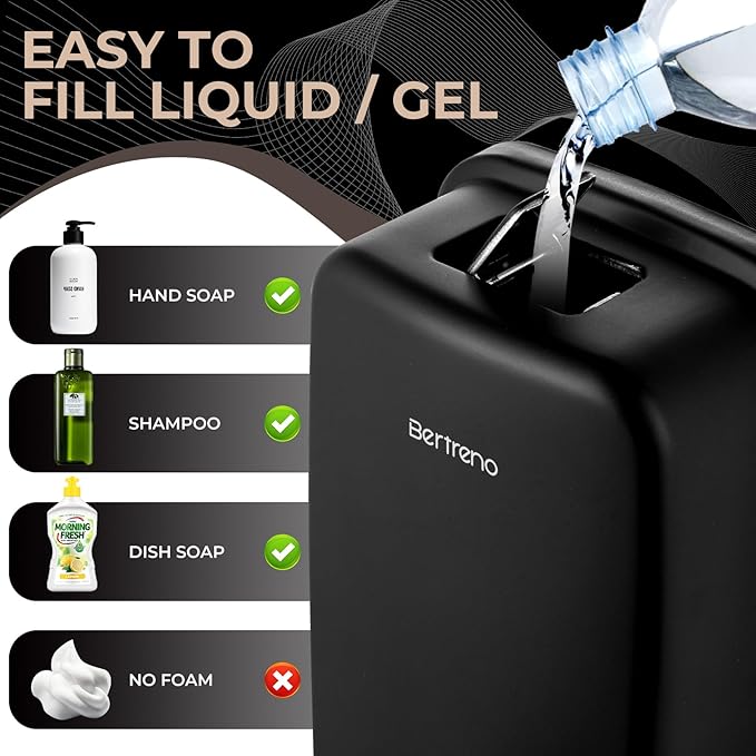 Commercial Soap Dispenser Wall Mount Stainless Steel Soap Dispensers Liquid Manual Anti-Leak Pump Hand Soap Dispenser for Bathroom Kitchen Black (17 fl.oz./500ml)