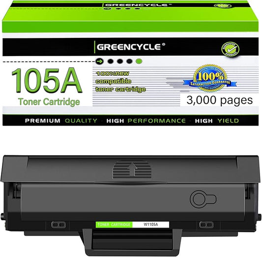 greencycle 105A Compatible Black Toner Cartridge Replacement for HP 105A 105 W1105A High Yield to use for Laser MFP 137fnw 135a 135w 107a 107w Printer (1-Pack)