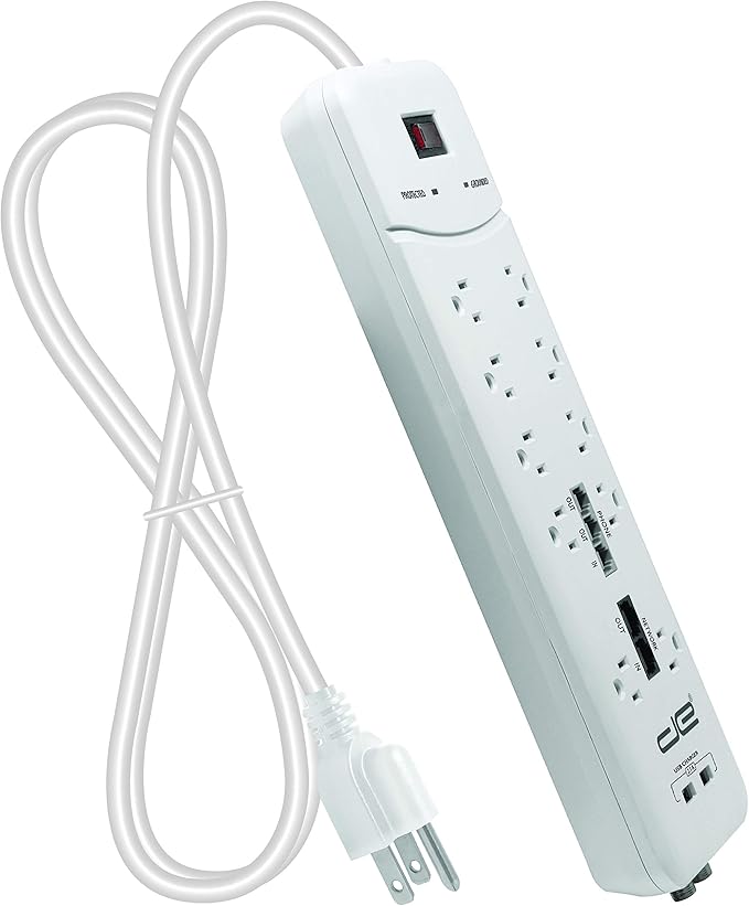 Digital Energy 10-Outlet Straight Plug 4050 Joules Heavy Duty Surge Protector (15 FT, WHT)