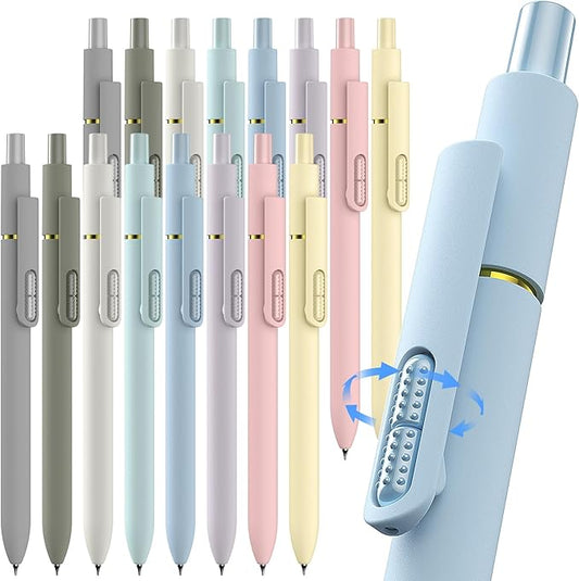 16 Pcs Gel Ink Pens, 0.7mm Fine Point for Smooth Writing Journaling Aesthetic Pens, Black Quick-Dry Long Lasting Fidge Pens, Cute School Office Supplies Gifts for Women （Morandi-Black Ink）