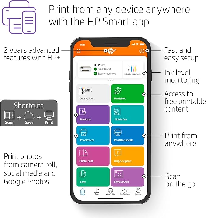 HP ENVY Inspire 7255e Wireless Color Thermal Inkjet Printer, Print, scan, copy, Easy setup,Mobile printing, Best-for-home, 3 month Instant Ink trial included