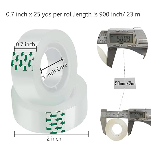 48 Rolls Transparent Tape Refills Rolls Each Rol 1 inch Corel 3/4 x 900 Inches,for School,Office, Home.