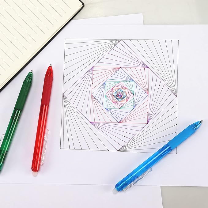 8 Pack Retractable Erasable Gel Pens Clicker Fine Point 0.7mm, Make Mistakes Disappear Comfort Grip for Drawing Writing Planner and School Supplies, Assorted Color Inks