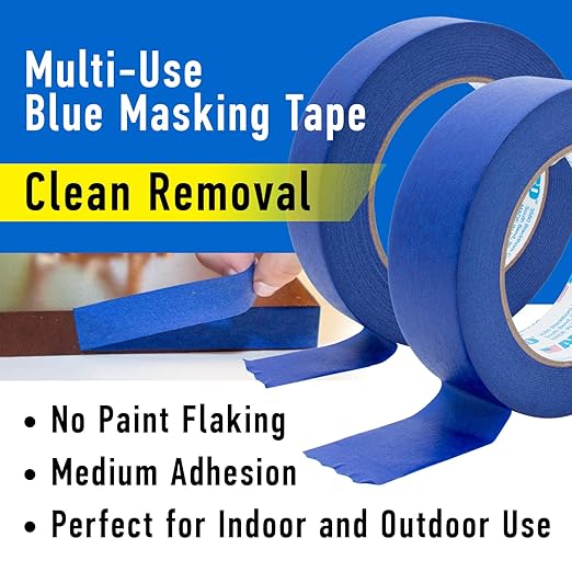 ABRO 3-Pack Blue Painters Tape: 18mm x 55M All Purpose Blue Tape, Temporary Labeling, Easy Tear, Clean Removal, Masking Tape Colored, DIY or Professional Use