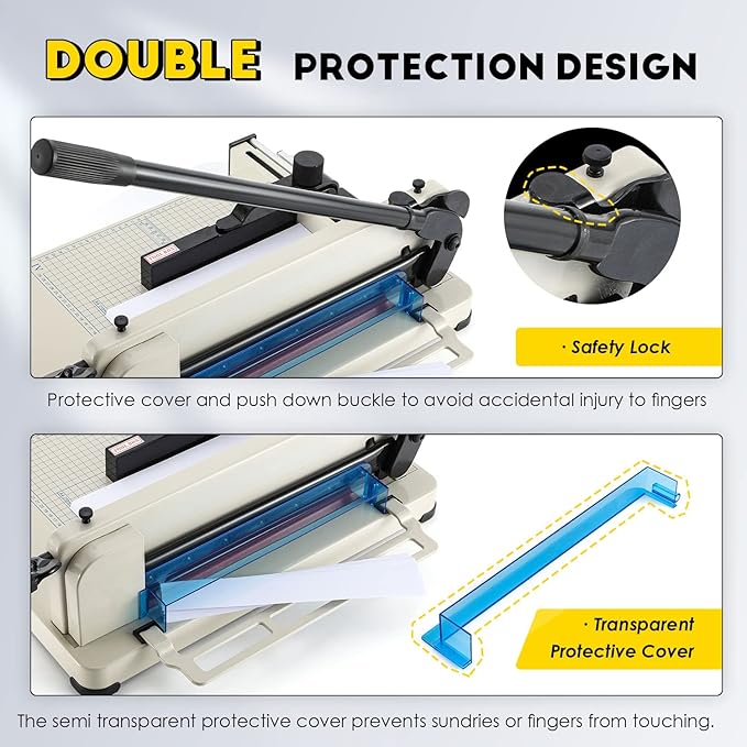 CGOLDENWALL Heavy Duty Paper Cutter A4 12" Paper Guillotine Cutter, Max. 400 Sheets, 0.02mm Cutting Accuracy, Suitable for Offices Production Leather Fabrics