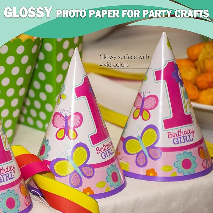 36lb Glossy Photo Paper, 8.5x14, Legal Size, Thin Glossy Photo Paper for Chip Bags, Inkjet, 100 Pack