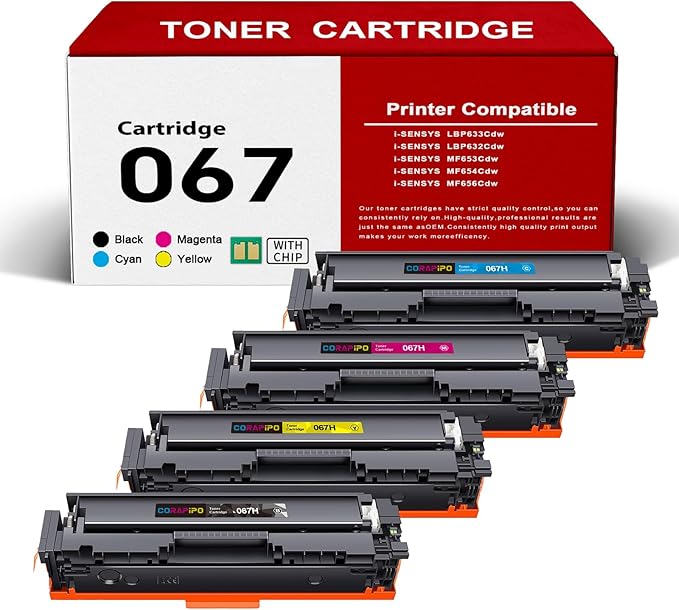 Compatible 067/067H Toner Cartridge Set High Capacity Replacement for Canon 067H/067 Toner Work with ImageClass MF656Cdw MF653Cdw MF654Cdw LBP632Cdw LBP633Cdw Printers(067 Toner ,4Pack)