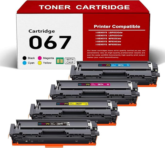 Compatible 067/067H Toner Cartridge Set High Capacity Replacement for Canon 067H/067 Toner Work with ImageClass MF656Cdw MF653Cdw MF654Cdw LBP632Cdw LBP633Cdw Printers(067 Toner ,4Pack)