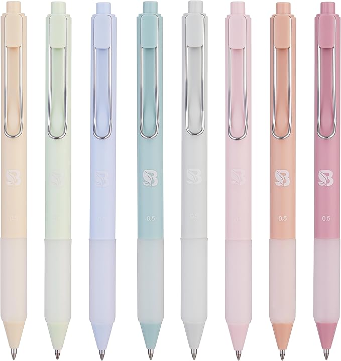 BLIEVE - Gel Pens Matte Finish, Smooth Writing, No Bleed - For Journaling, Bible Notes, Drawing - Cute School Supplies, 8 Pack (Pastel)