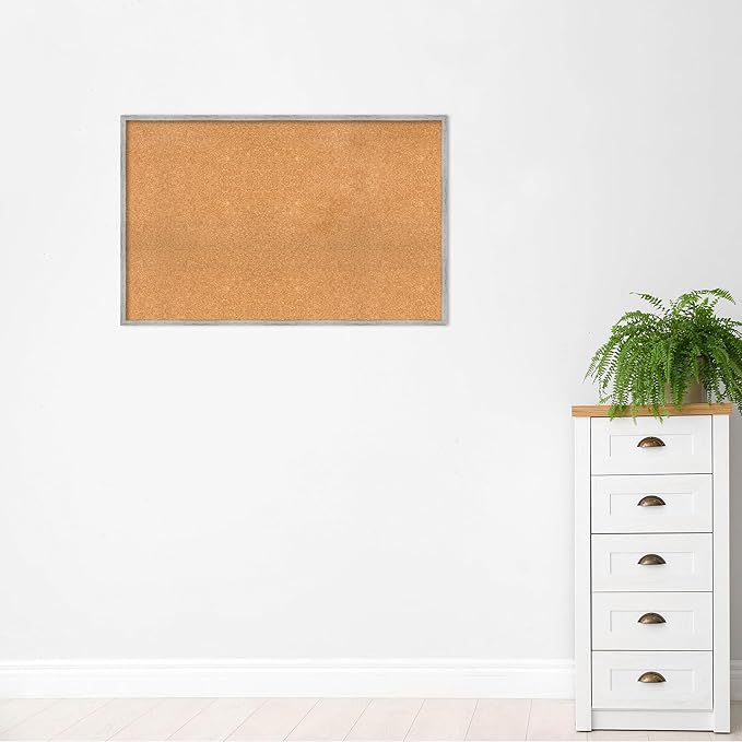 Amanti Art Natural Cork Board for Wall, 29x45 Vision Board with White Frame, Oversize Corkboard Office Decor for Home Organization, Cottage Corkboard Pinboard to Display Items for Home Organization