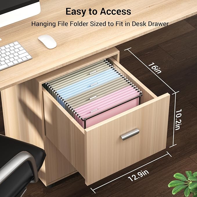 Hanging File Folders Letter Size, 50 Pack File Organizer Folders, 1/5-Cut Tabs with Hanging File Folder Frame, Heavy Duty No Extension, Stay Organized for Your Home and Office Bulk File.