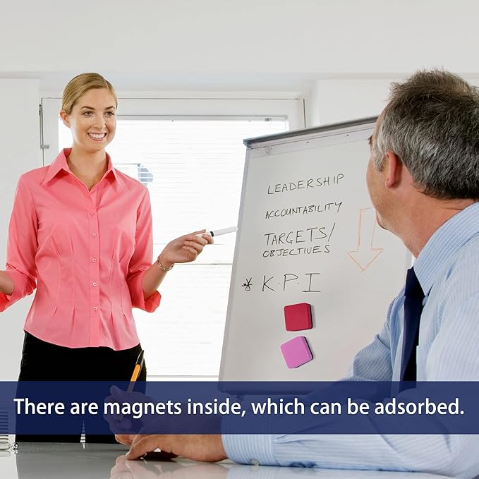 Dry Erase Erasers, Eeoyu 40 Pack Magnetic Whiteboard Dry Erasers Chalkboard Cleaner Wiper for Kids and Classroom Teacher Supplies Home and Office, 8 Color