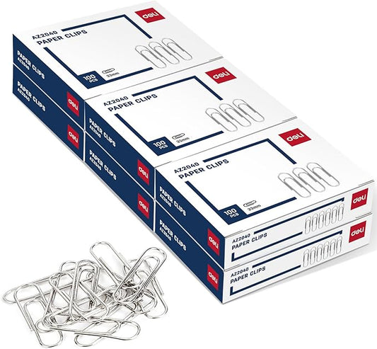Deli #1 Smooth Paper Clips, 600 Medium Paper Clips, 6 Boxes of 100 Each, Silver