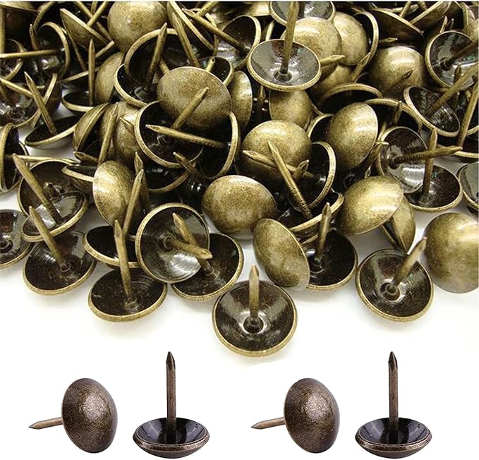 500Pcs Upholstery Tacks, BetterJonny Decorative Furniture Nails Pins 17X11MM Bronze Metal Thumb Tacks for Upholstered Furniture Cork Board, Home Decor