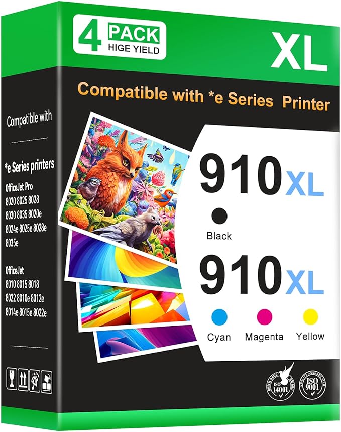 910XL Ink Cartridges Combo Pack Replacement Compatible for HP 910 XL HP910 Ink Works with OfficeJet Pro 8010e 8015e 8022e 8020e 8025e 8028e 8035e Series