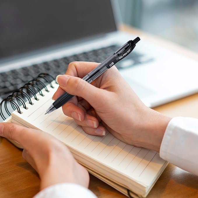 EYEYE G-103 10 Pack Retractable Gel Pens 0.5mm, Black Ink Pen Extra Fine Point Quick Dry, 0.5 mm Ballpoint Pen Fine Point Smooth Writing Pens for for Office School Supplies