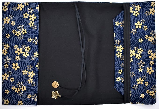 BLBMH A5 Book Cover for Paperbacks Adjustable Fabric Book Jacket Cover Protector Fit for 5.5x8.3 inch Hardcover Softcover Book Novels Notebook -Blue Cherry Blossoms 8.3in