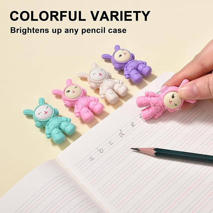 20Pcs Outer Space Themed Erasers for Kids Bulk, Cute Rabbit Astronaut Buddy Eraser Spaceman Erasers for School Classroom Supplies Party Favors