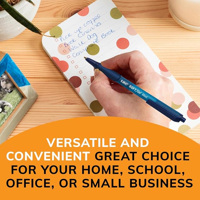 BIC Soft Feel Retractable Ballpoint Pen with 1.0 mm Medium Point and Comfortable Grip, 18-Count in Assorted Ink Colors