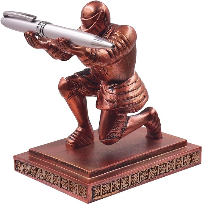 Executive Knight Pen Holder with a Pen Personalized Desk Accessories Decor Home Office Cool Pen Stand Red
