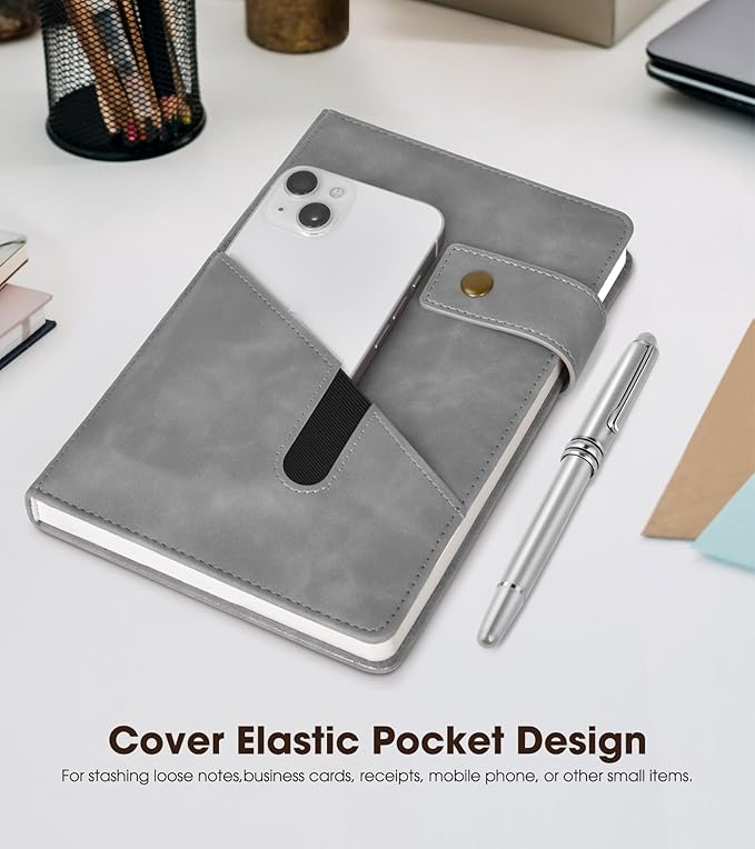 A5 Lined Leather Journal Notebook,Hardcover Journal Set with Pen and Gift Box,100Pages 100gsm Thick Ruled Paper Daily Diary for Men Women School,Travel,Business,Work,Writing 5.9" X 8.4"