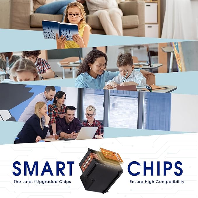 65XL 65 Ink Cartridges Black/Color Combo Pack Compatible for HP Ink 65 Works with Envy 5052 5055 5070 deskje 2600 2622 2652 2655 3700 3755 3772 (1 Black, 1 Color) 2-Pack