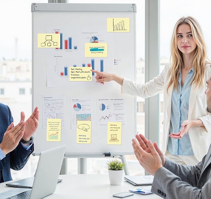 (8 Pack) Large Sticky Notes 3x5 in Yellow, 800 Pcs Self-Stick Notes,100 Sheets/Pad Super Adhesive Sticky Pads Recyclable for Home, Office, Notebook, Clean Removal