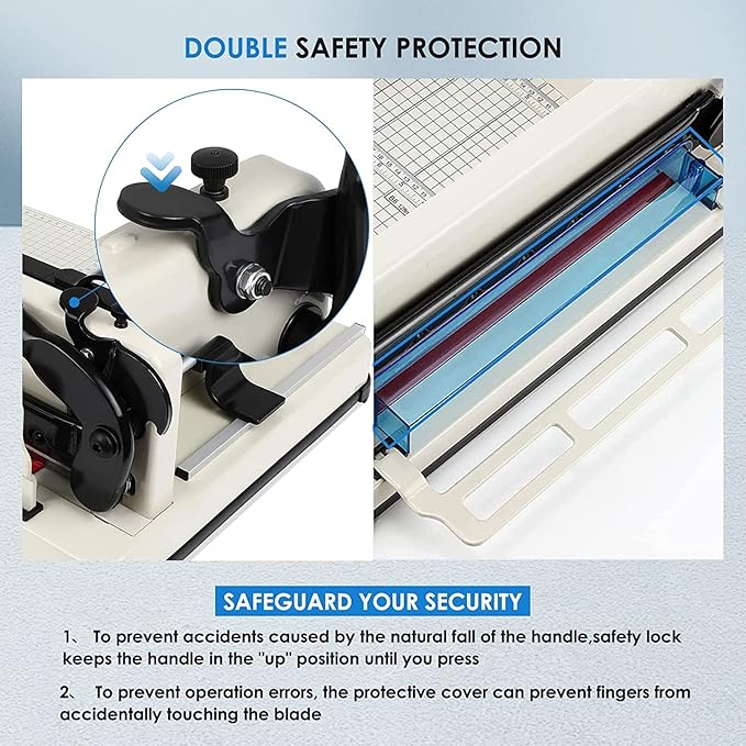 FAHKNS 12" Heavy Duty Guillotine Trimmer Paper Cutter,Cortadora de Papel 400 Sheets Paper Trimmer with Double Safety Protection Durable HSS Blade for Cutting Paper
