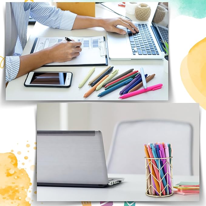 100 Pcs Ballpoint Pens Bulk Retractable Writing 1. 0 mm Black Ink Cute Pens Smooth Writing Color Fancy Gift for Teacher Student Employee Office School Home Baby Shower Supplies (Morandi)