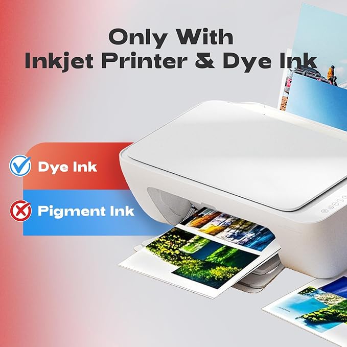 220 Sheets Inkjet Glossy Thin Paper 8.5x11 inch 30lb 120gsm A4 Letter Size For Brochure Printing, CustomChip Bag Party Favors,Single Side, Suitable for All Dye Ink HP001