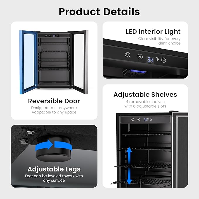 145 Can Beverage Refrigerator Cooler - 4.5 Cu.Ft Mini Fridge Glass Door, Soda Wine Beer Drink Fridge, Small Refrigerator for Bedroom Office Home Bar Dorm, Digital Temperature Control, Silver