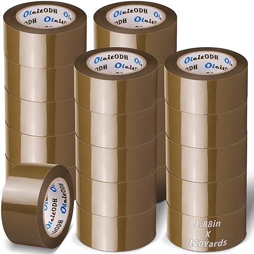 20 Rolls Brown Packing Tape with Dispenser, 1.88" X 120 yd Shipping Tape Bulk, Total 2400 yards, 2.6 mil, 3" Core, Tan Packing Tape Refills, Carton Sealing Tape for Moving Boxes, Package, Mailing