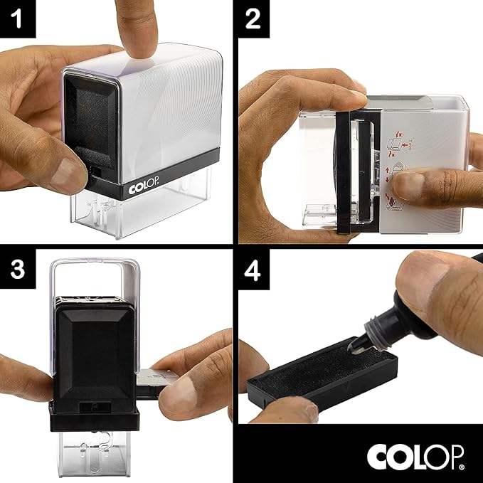 COLOP Medium Size Self Inking Custom Signature Stamp - Choose from 15 Ink Colors