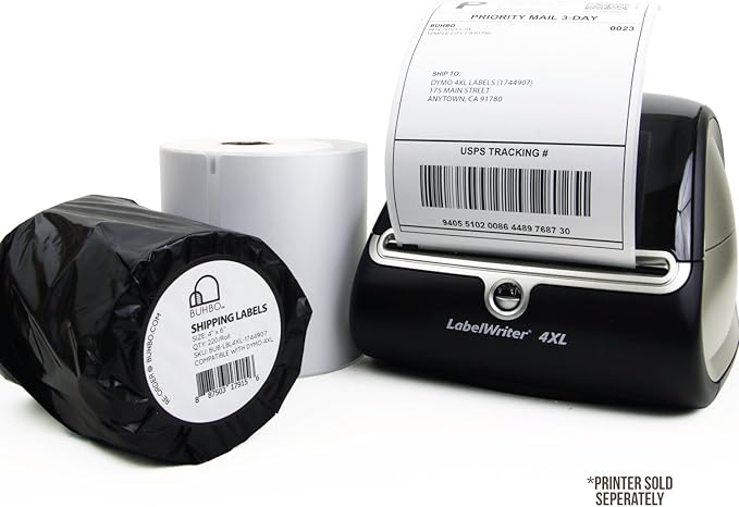 Buhbo Compatible with DYMO LabelWriter 4XL 4" x 6" Shipping Label 1744907, White (220 Per Roll)