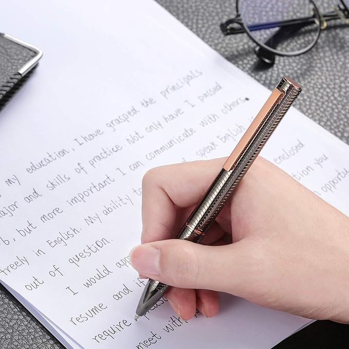 Ballpoint Pen with Gift Box for Men Women,Luxury Stainless Steel Retractable Pen Executive Home Office Use, and 2 Extra Refills Black Ink 1.0mm B2 (Gray)