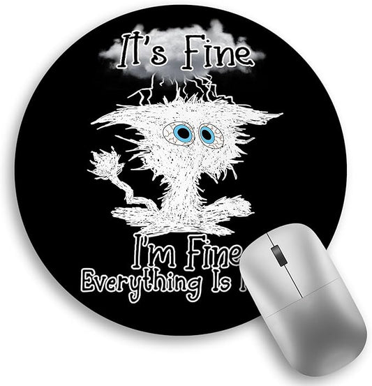 Cat Mouse Pad, Funny Black Small Round Mouse Pads for Desk, Mini Travel Mousepad for Work Wireless Computer Laptop, Office Desk Accessories, 8.6 x 8.6 inch