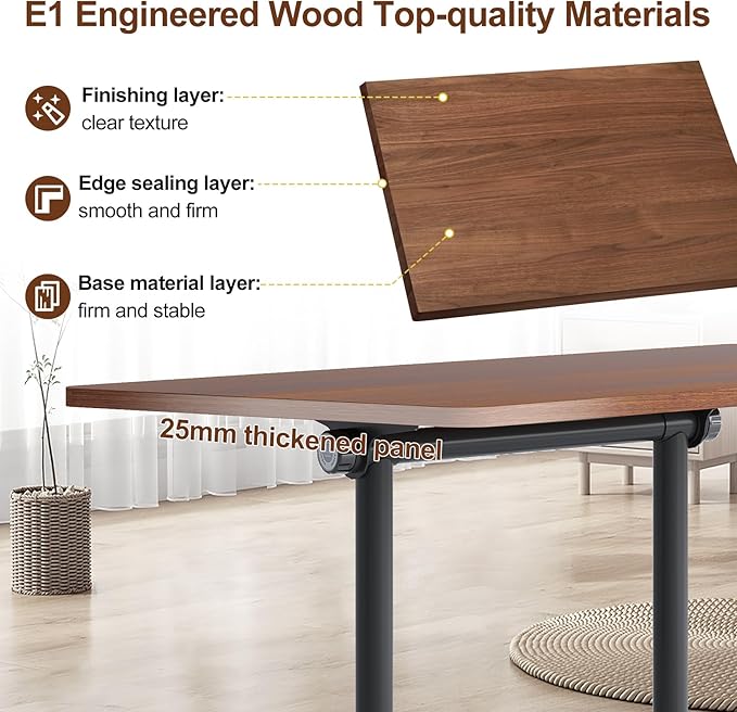 Conference Room Table with Flip-Top Design for Dynamic Meetings, Business Table Computer Desk with Heavy-Duty Frame,Foldable Seminar Meeting Tables for Home Office (6, D, 47.2IN)