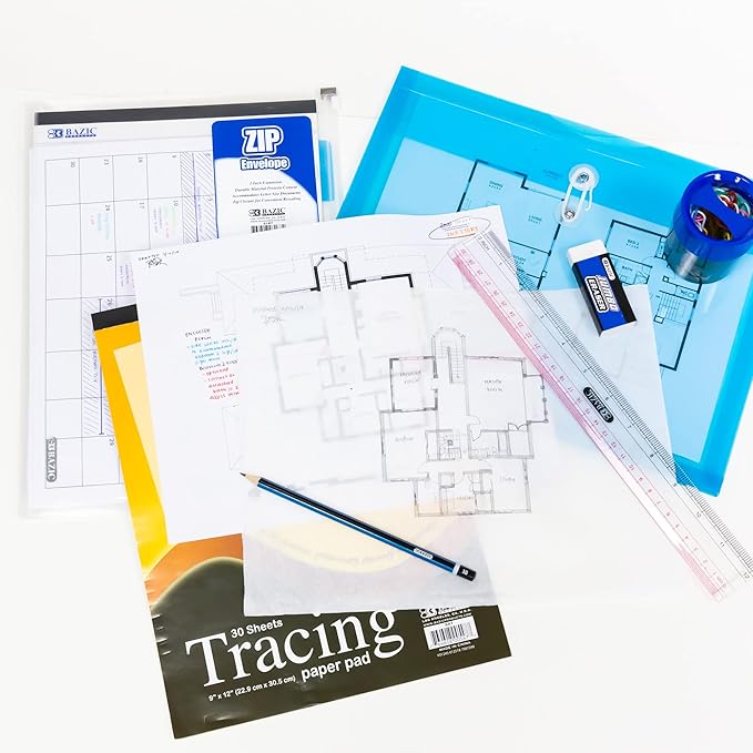 BAZIC Plastic Clear Ruler 12" (30cm), Inches Centimeter Metric Measuring Drafting Rulers, for Students School Supplies, 2-Pack