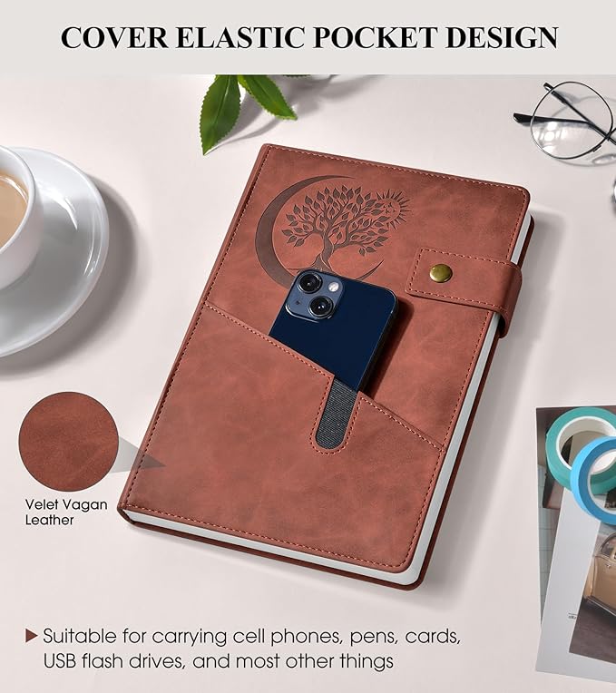 365 Page Thick Lined Journal Notebook for Men Women, B5 Large Leather Journals for Writing, Hardcover Notebooks for Work, School, Note Taking, Business, Travel Diary, College Ruled 7.6" x 10"