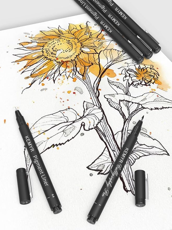 4 Micro Fine liner Drawing Art Pens Calligraphy Pens: XS Size Black Art supplies Waterproof Archival Black Ink Markers For Artists,Use for Professional Watercolor,Sketching