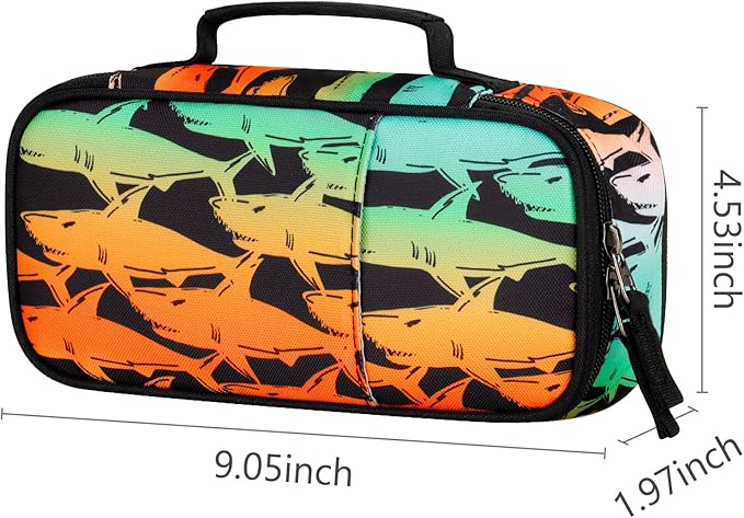 Choco Mocha Shark Pencil Case for Boys, Soft Pencil Case Kids Pencils Pouch for Kindergarten Boys, Orange